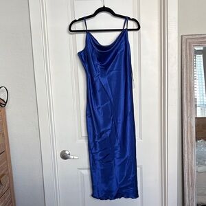 bebe Royal Blue Satin Midi Dress